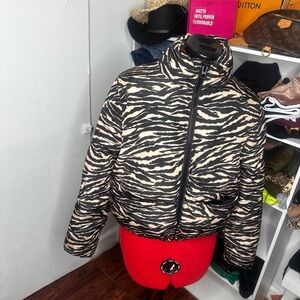 Zebra Print Puffer Jacket